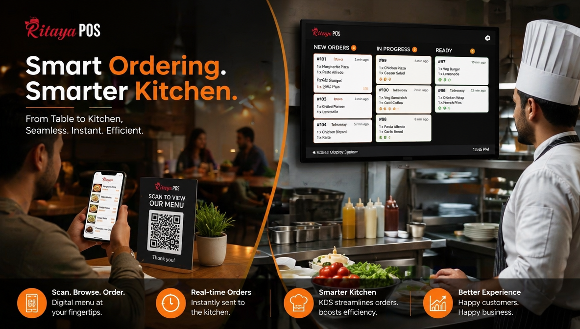 Ritaya QR Code Ordering — customer scanning QR code at table